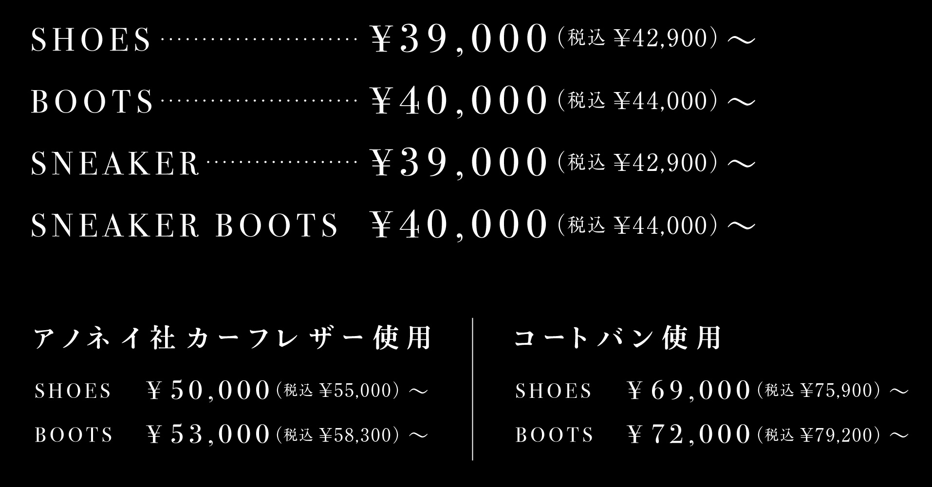 オーダーシューズプライス